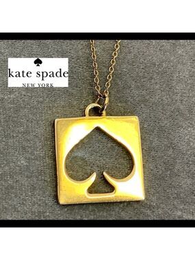 KATE Spade gold tone square spade pendant necklace